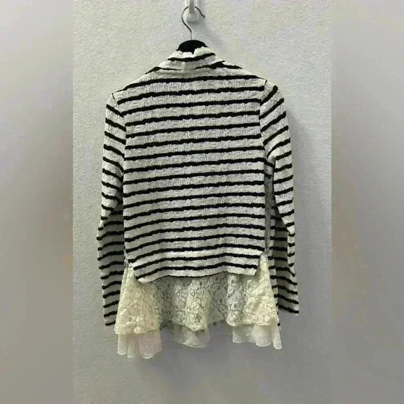 Anthropologie Striped Lace Sweater Cardigan - Picture 3 of 5